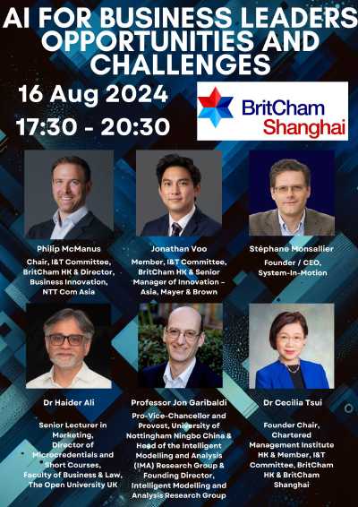 Britcham AI for Business Leaders – Opportunities and Challenges - August 16th - Shanghai